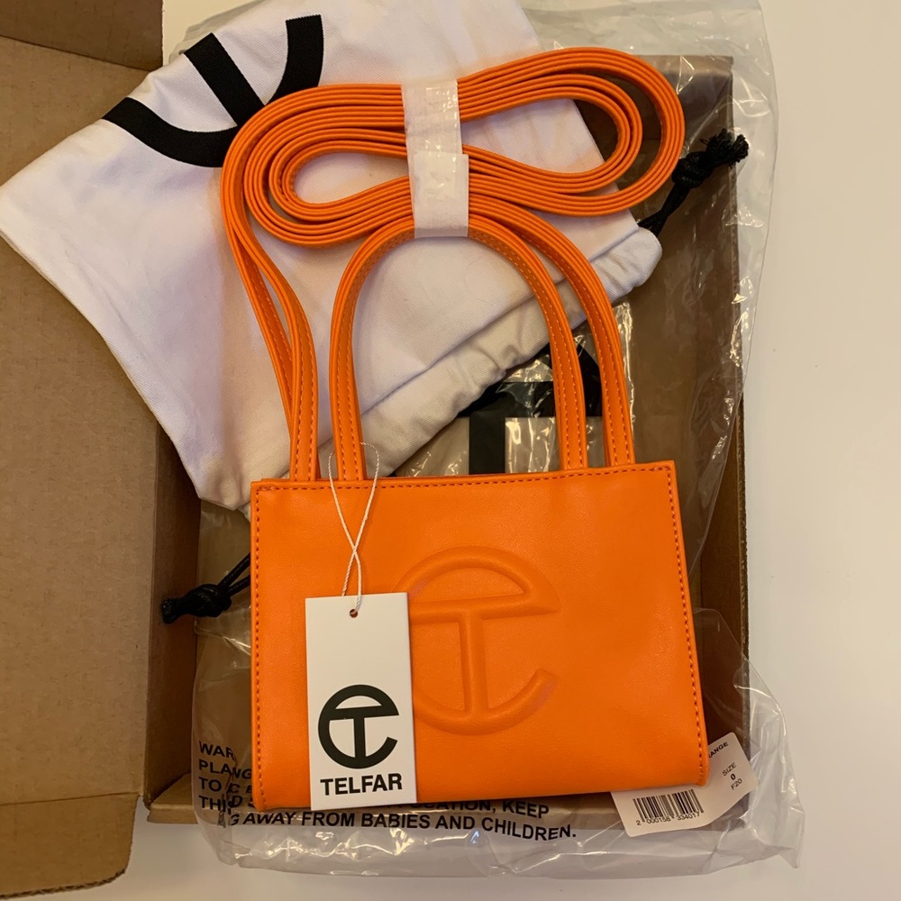 NEW!  telfar small shopping bag in orange. - Picture 5 of 9